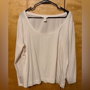 Athleta Cream Long Sleeve Scoop Women's Top
